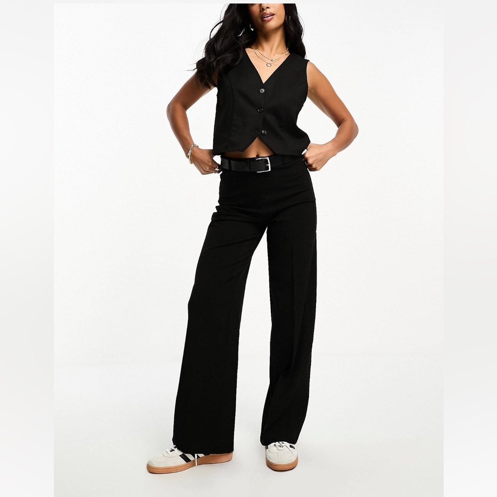 Petite wide leg slouchy dad tailored pants